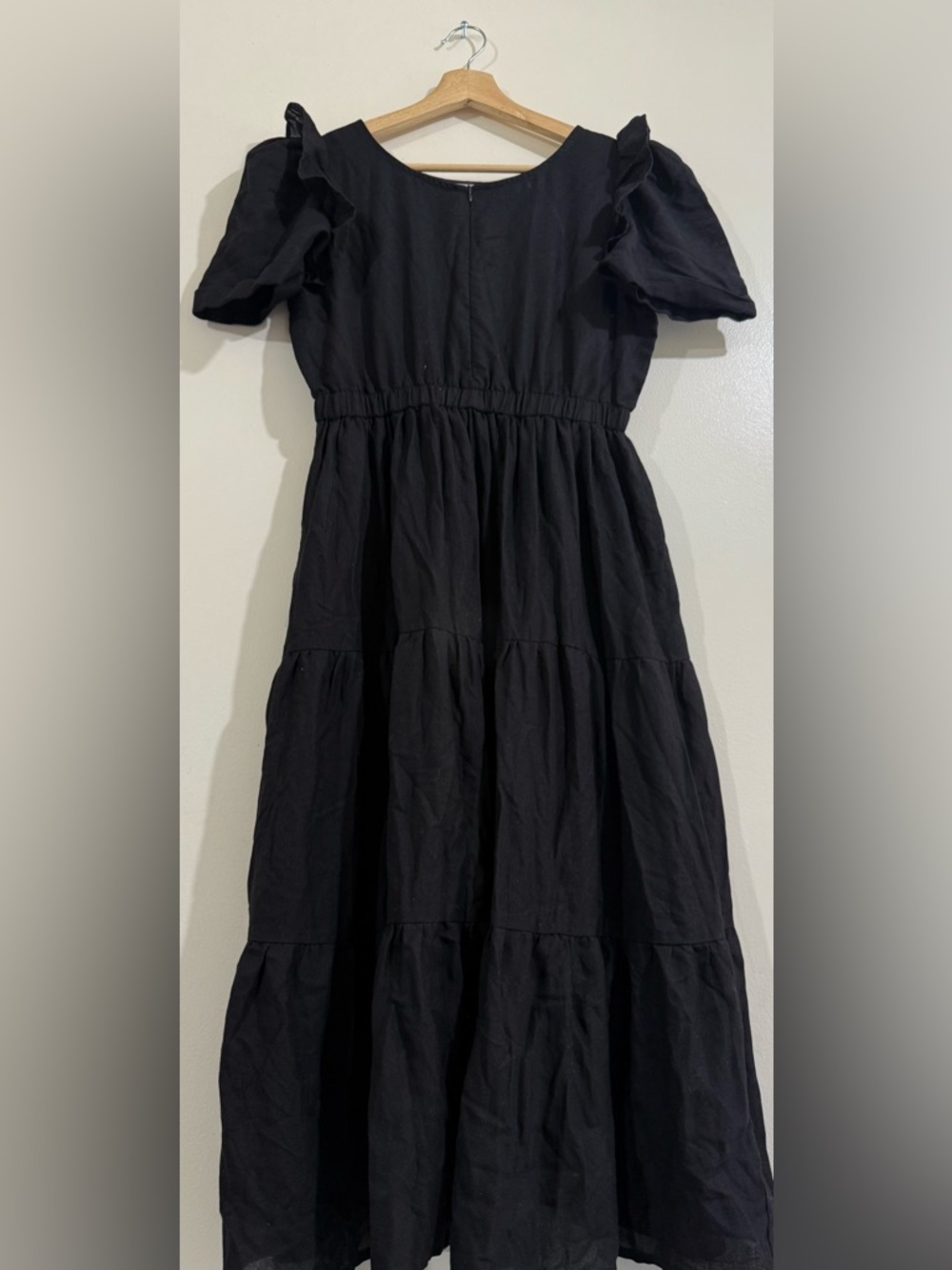 Black Puff-Sleeve Tiered Maxi Dress - Women